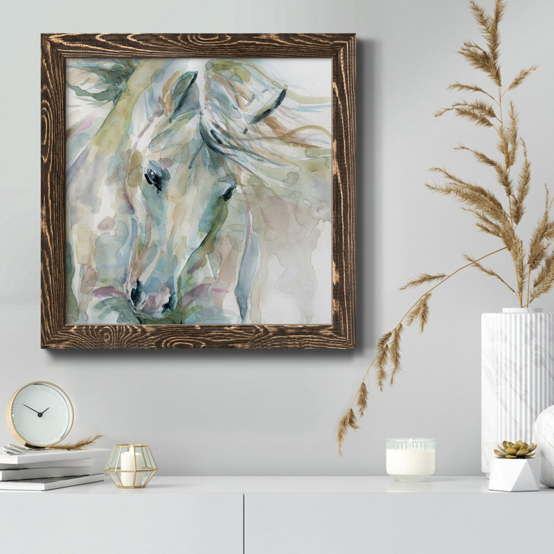 Soft Bay II - peinture sur toile encadrée, Cadre noyer, H 34,5 po x l 34,5 po x P 1 po