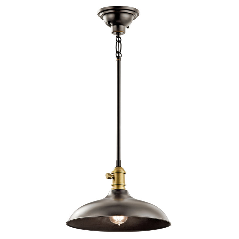 Luminaire suspendu en forme de dôme à 1 lumière Fleeman, Bronze vieilli, H 8 po x l 16 po x P 16 po