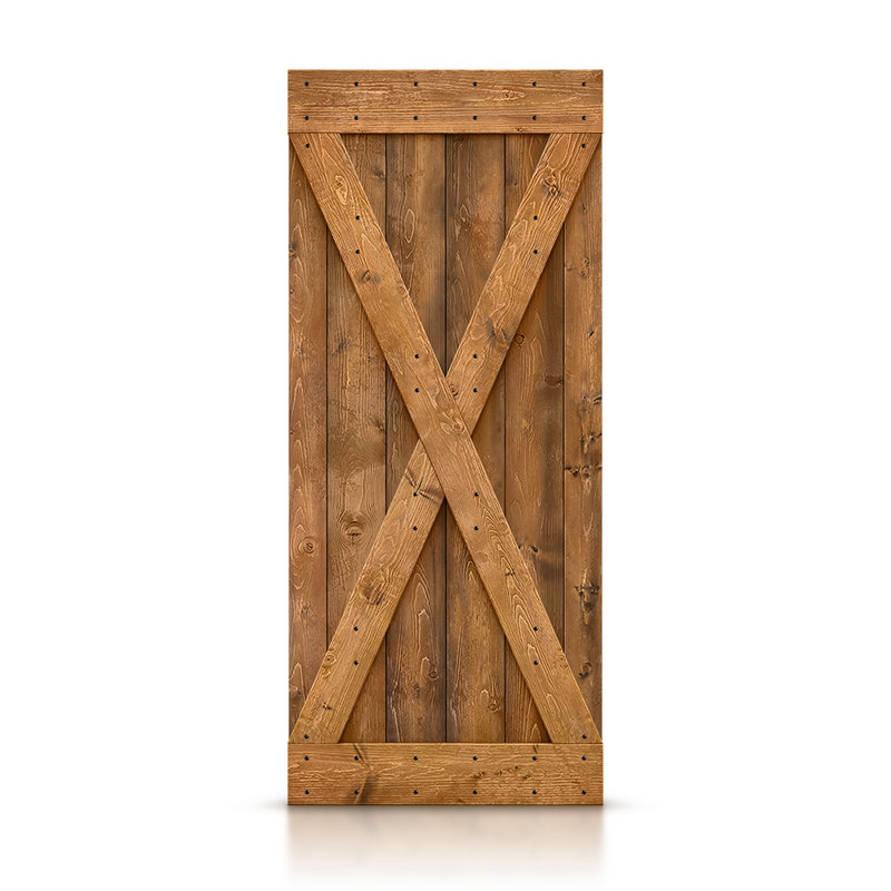 Porte de grange lambrissée peinte en bois sans trousse de quincaillerie d'installation, Noyer, 36 po x 84 po