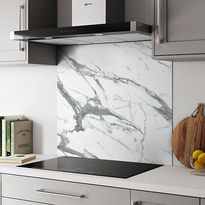 White Marble Aluminium  Kitchen Splashback