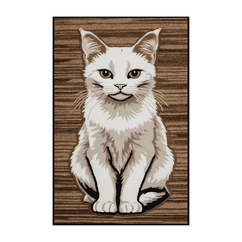 Washable Khao Manee Cats Area Rug, Rectangle 5' x 8'