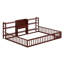 Structure de lit au sol avec bibliothèque et tablettes de rangement à 3 niveaux, lit en bois avec barrière de sécurité et porte-132937054-132937055