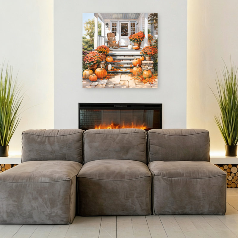 Art mural abstrait d'automne, 36" H x 36" W