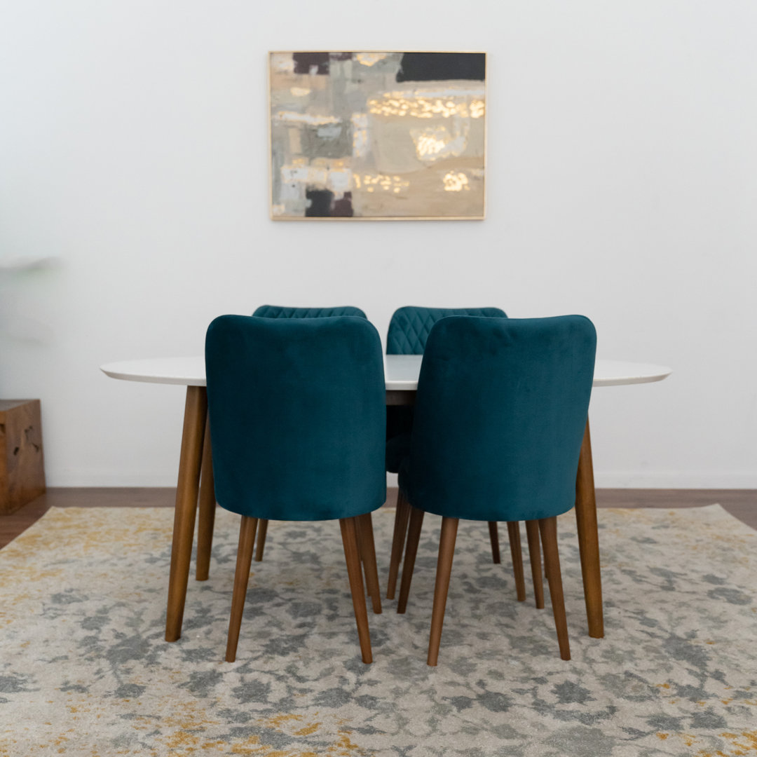 Gimpel 5 - Person Solid Wood Oval Dining Set with Velvet Upholstered Chairs George Oliver Chair 