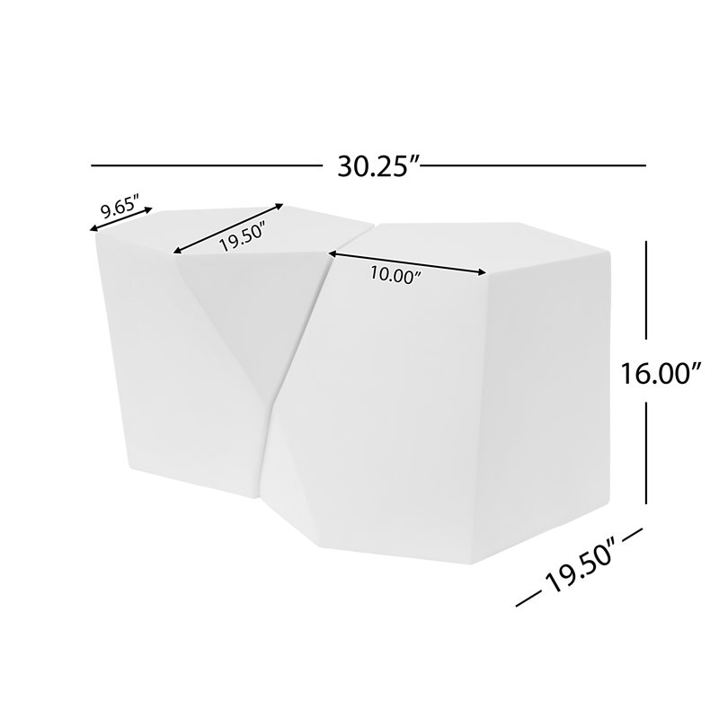 Zayd Modern MGO End Table Set With Geometric Design, White
