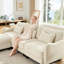 Canapé de soutien en chenille avec coussin de taille délicate et repose-pieds mobile, conception ergonomique incurvée, canapé modulaire facile à assembler pour le bureau du salon-133657624