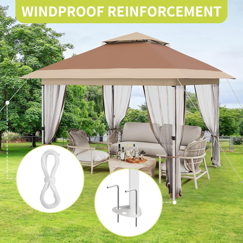 12x12ft Instant Pop Up Gazebos,Modern Waterproof Canopy Tent with Mosquito Netting,Outdoor Canopy Shelter with Wheeled Carry Bag for Patio/Garden/Backyard