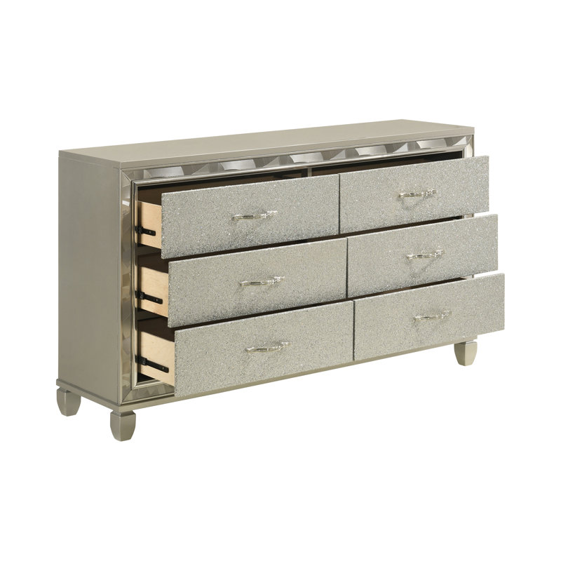 Commode 6 tiroirs Joi, Argent argent