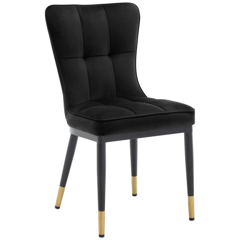 Guitierrez Velvet Upholstered Parsons Chair, Black