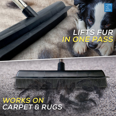 Pet Hair Remover Rubber Broom with Built-in Squeegee