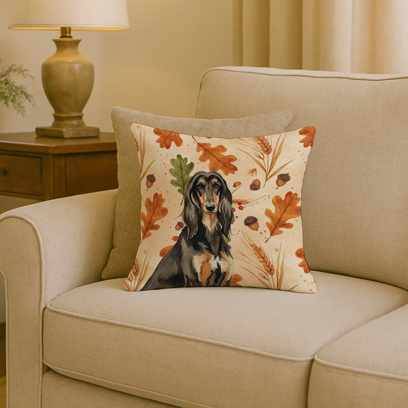Coussin Black & Tan, Lévrier afghan noir et brun clair, Carré 18 po