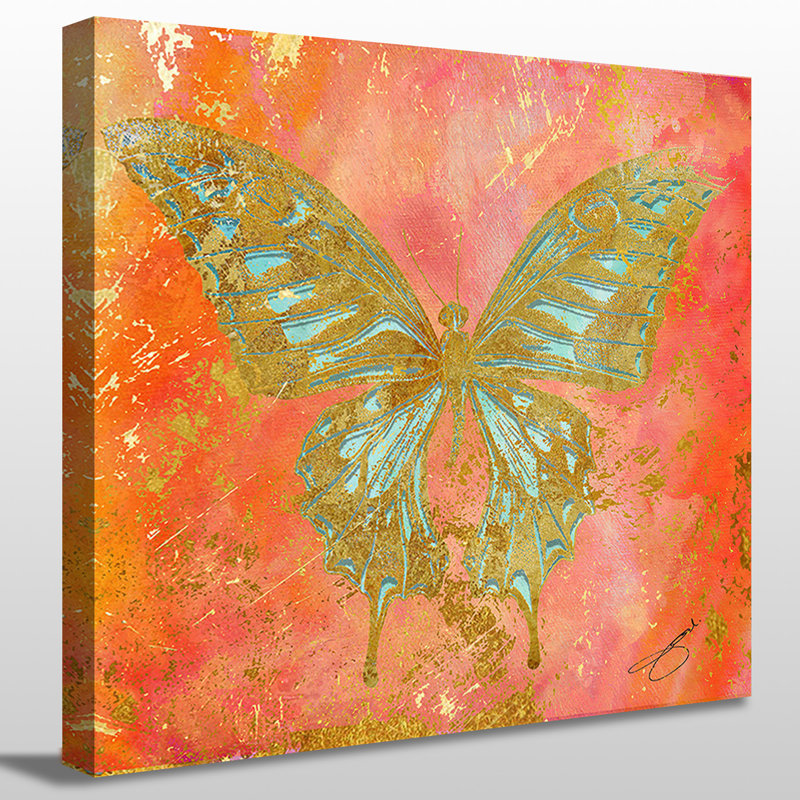 « papillon », impression sur toile, H 24 po x l 24 po x P 1 po, Toile tendue
