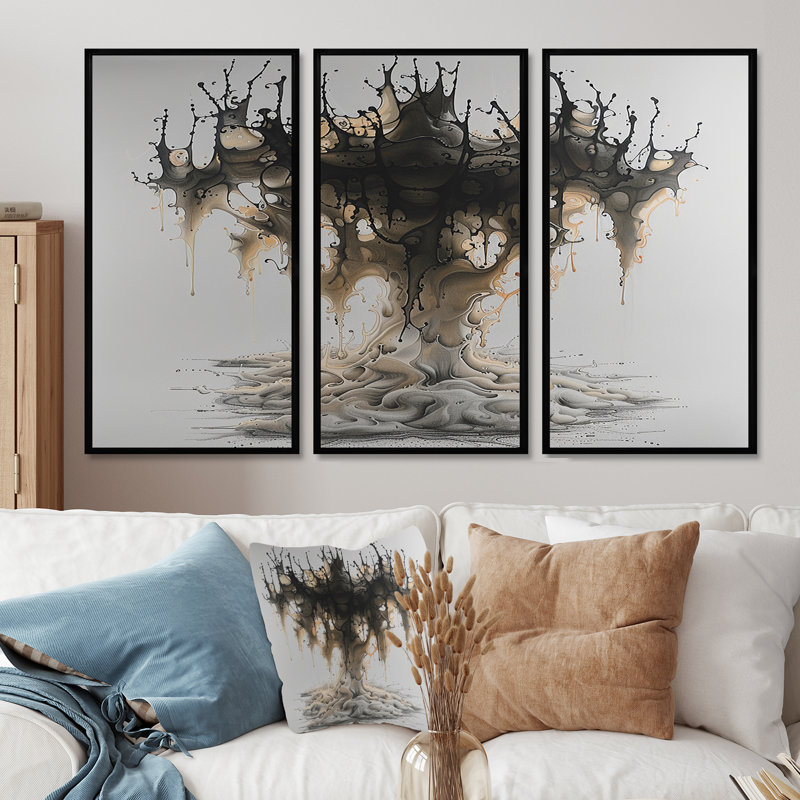 «Ethereal Tree Awakening Art», ensemble de décoration murale à imprimé abstrait, Cadre flottant noir