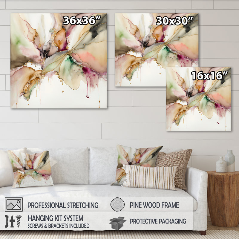 Liquide, univers avec une touche d'or IV - reproduction sur toile, H 36 po x l 36 po x P 1,5 po, Toile tendue