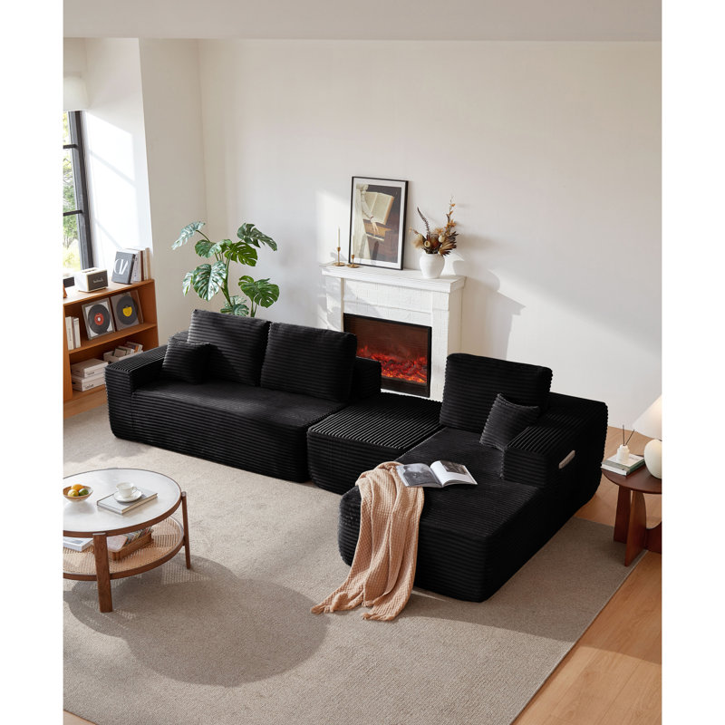 Canapé modulaire spacieux en tissu moelleux, canapé moderne en forme de U pour la maison