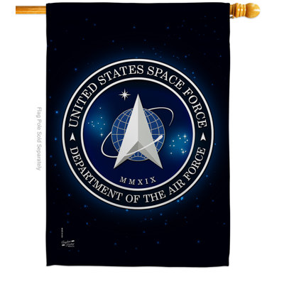 Pièce décorative à 2 faces 40 x 40 po space force-impressions drapeau de la maison en polyester
