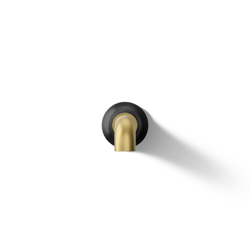 Tone Wall-Mount Non-Diverter Bath Spout, Matte Black/Moderne Brass