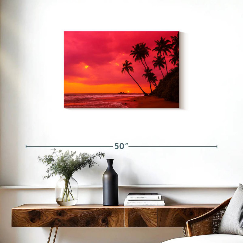 Gillard, coucher de soleil rose sur la plage, H 20 po x l 30 po
