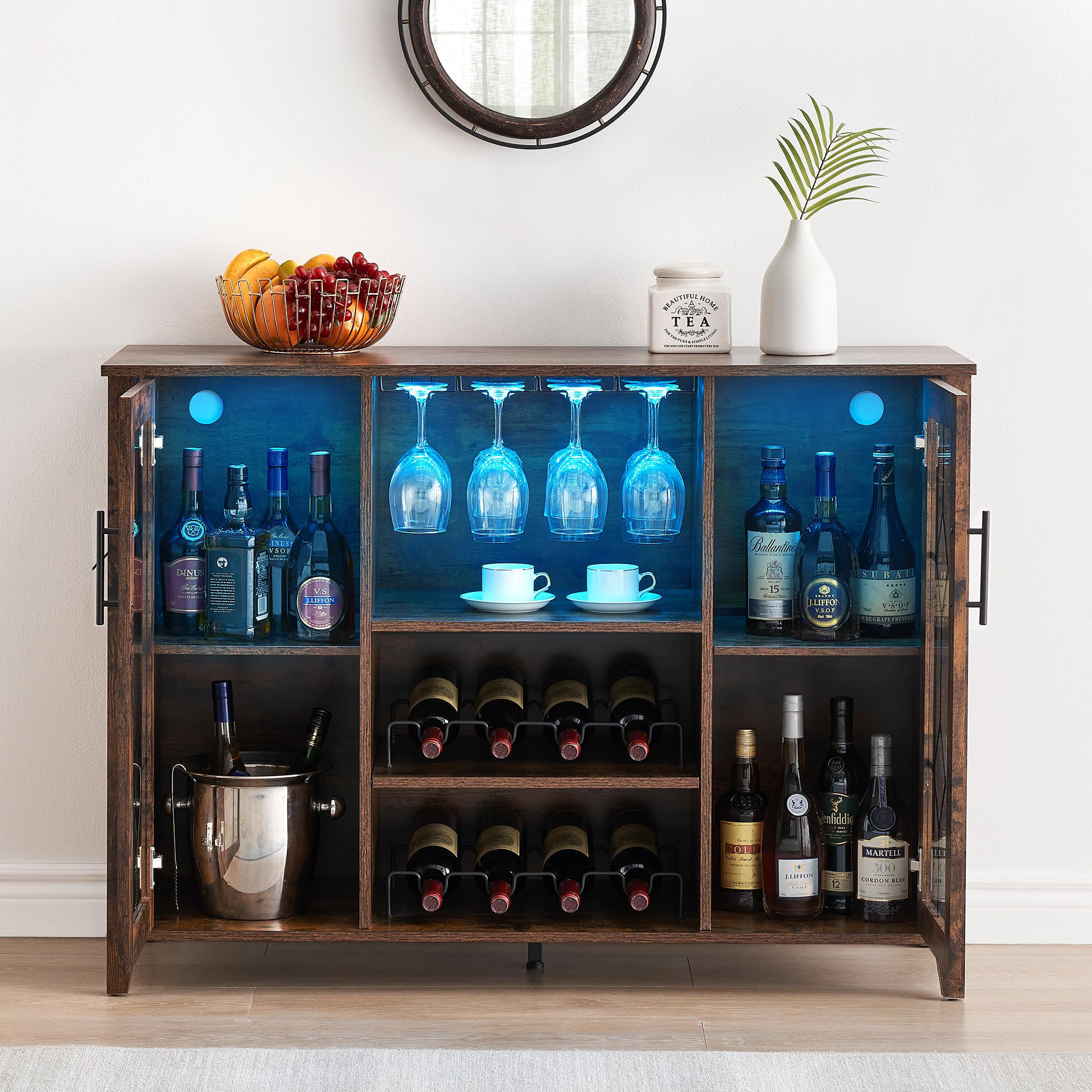 Blue wine deals bar cabinet