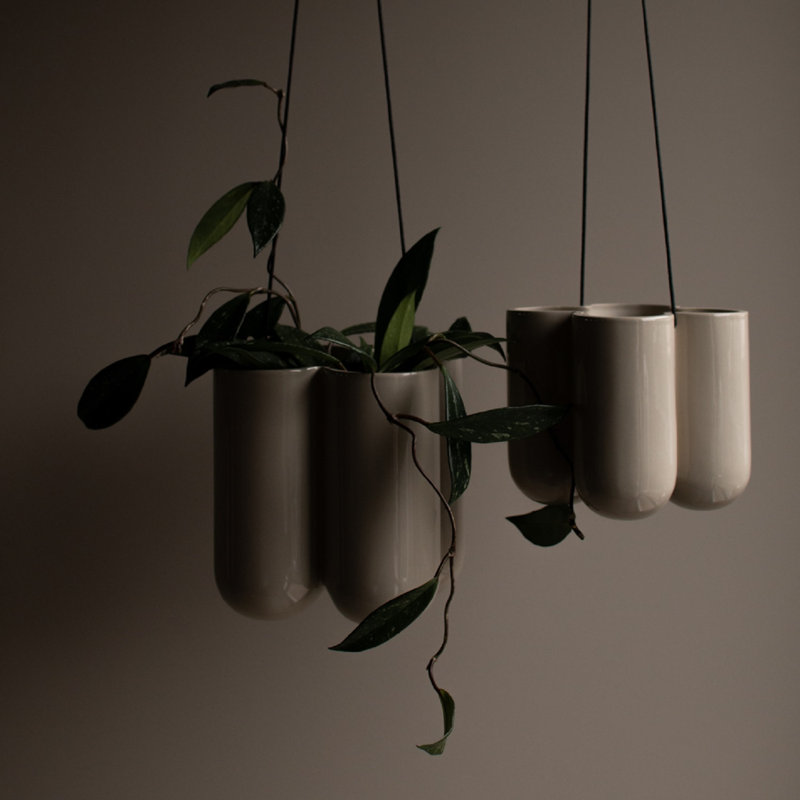 Pot à fleurs en céramique Mario, gris, H 7,09 po x l 6,3 po x P 6,3 po