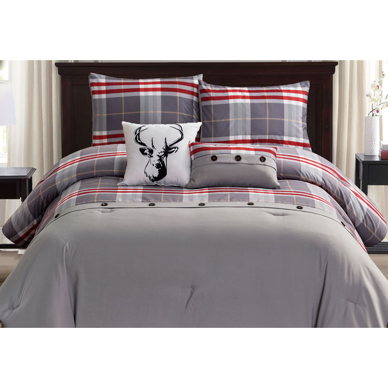 Ensemble d'édredon 5 pièces Myne - gris clair Myne, Édredon grand + 2 taies décoratives + 2 coussins, gris