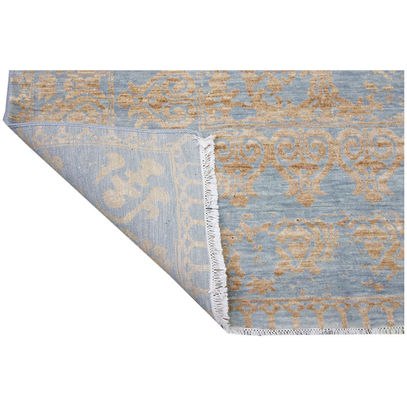Damask Area Rug in Gold, Rectangle 9' x 12'