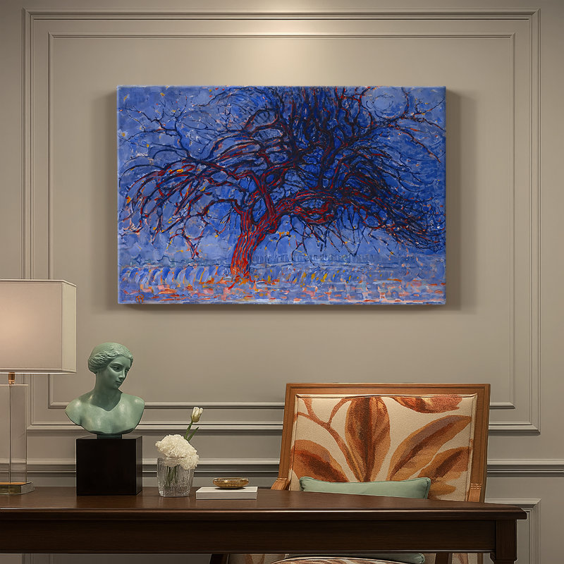 Avond (soirée): L'arbre rouge - Piet Mondrian - Toile tendue avec châssis - 1908 - 1910, 32 x 48