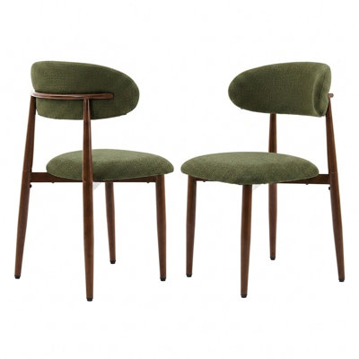 Dining Chairs Set of 2, Metal Kitchen Chairs with Modern Fabric Upholstered for Dining Room, Green
