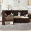 Lit plateforme en L simple avec lit gigogne, lit plateforme en bois massif avec tiroirs et tablettes de rangement, pas de sommier nécessaire, espresso-252892233