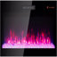 Foyer électrique de 60 po, façade encastrée en verre trempé ultra mince fixée au mur avec télécommande et flammes multicolores et braise, chauffe-lumière DEL-2012849635