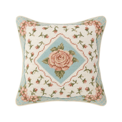Morning Rose Needlepoint Pillow