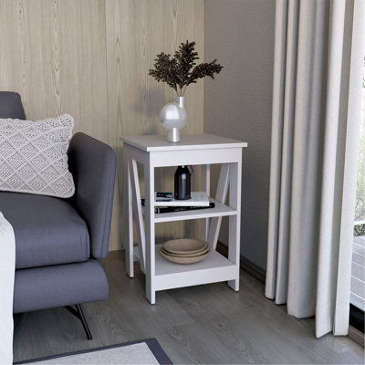 Table de bout, table d'appoint, table de chevet, tablette de rangement à 3 niveaux, table de canapé pour les petits espaces