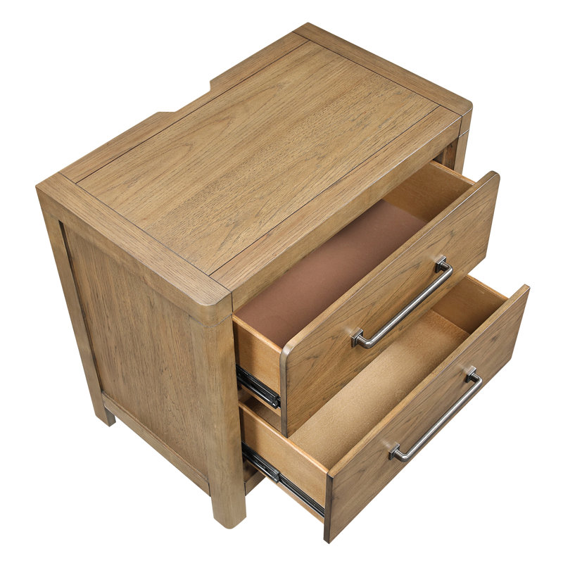 Table de chevet moderne avec 2 ports pour prises de courant et glissières à roulement lisse