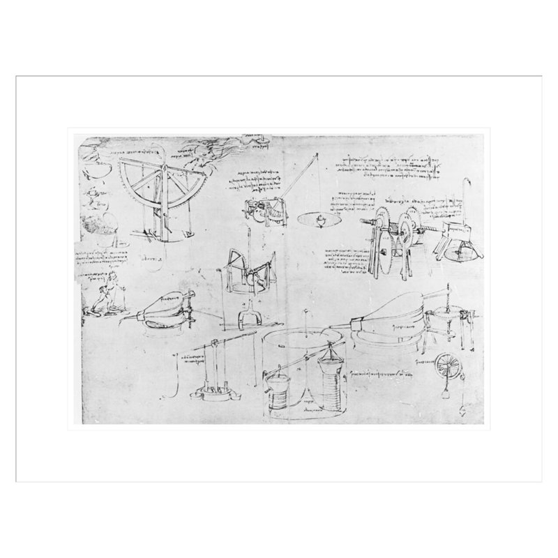 Fol. 7r from the Codex Atlanticus 1478-1518 (pen & amp; encre sur papier) par Leonardo Da Vinci - Estampe numérique encadrée
