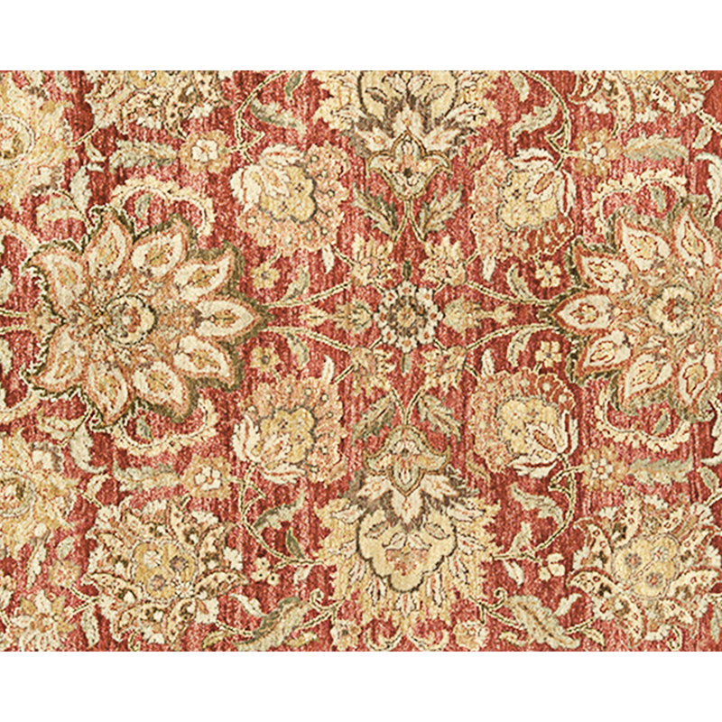 Hand Knotted Wool Area Rug in Red