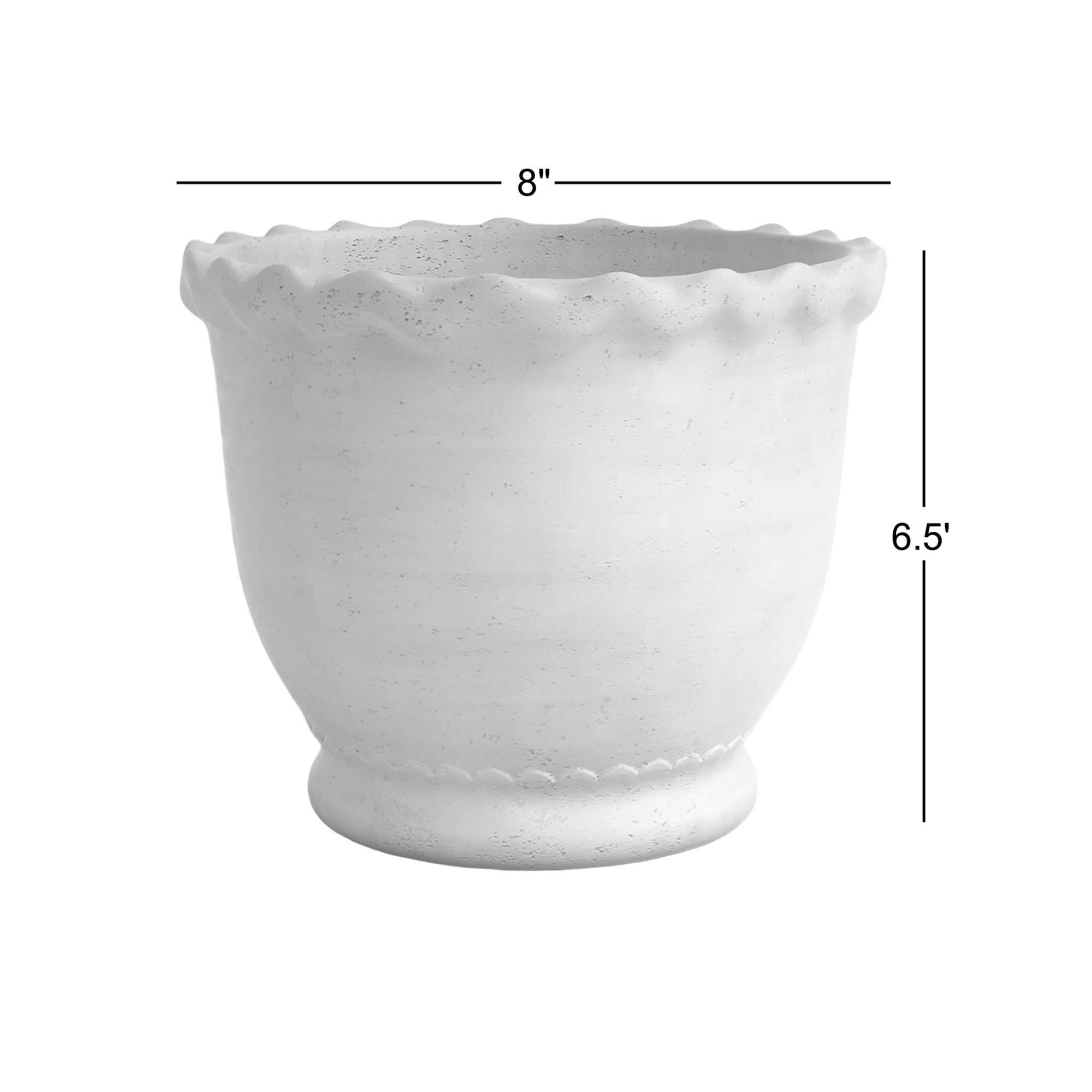 Cosme Clay Pot Planter, 6.5" H x 8" W x 8" D, White