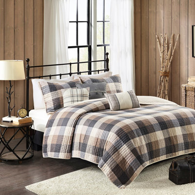 Courtepointe 6 pièces à chevrons imprimée, motif double / grand, style Lodge, motif à carreaux Buffalo, pièce de coussins décoratifs, thème, coussins, lavable