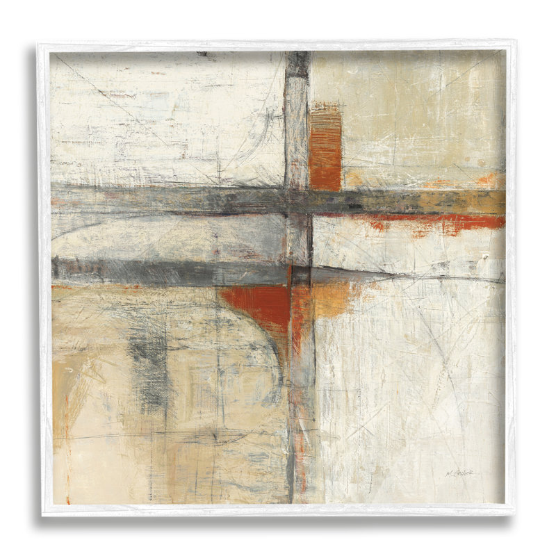 " Rustic Beige Abstraction ", 12" H x 12" W x 1.5" D, Coastal White Framed Giclee