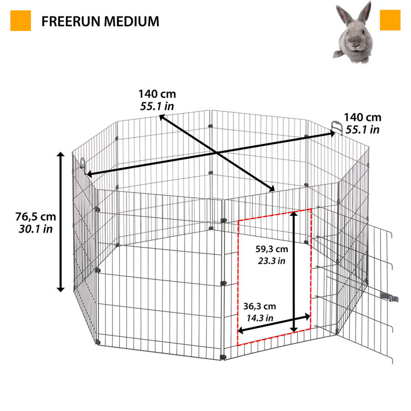 Weather Resistant Rabbit Playpen, 76.5cm H x 140cm W x 140cm D