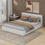 Grand lit tapissier au sol en velours-102533747