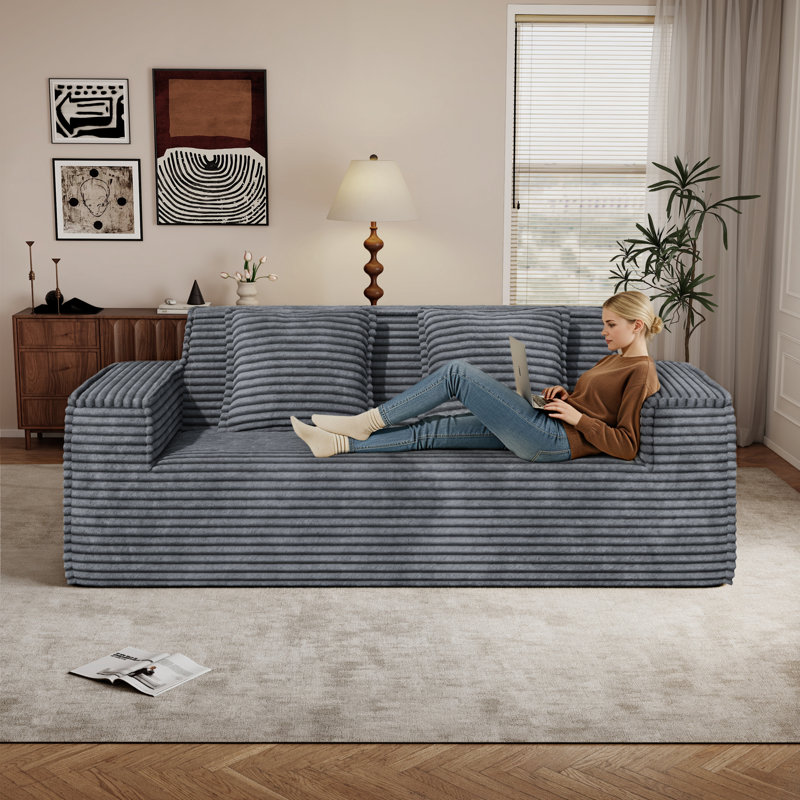 2 Seater Corduroy Loveseat, Grey
