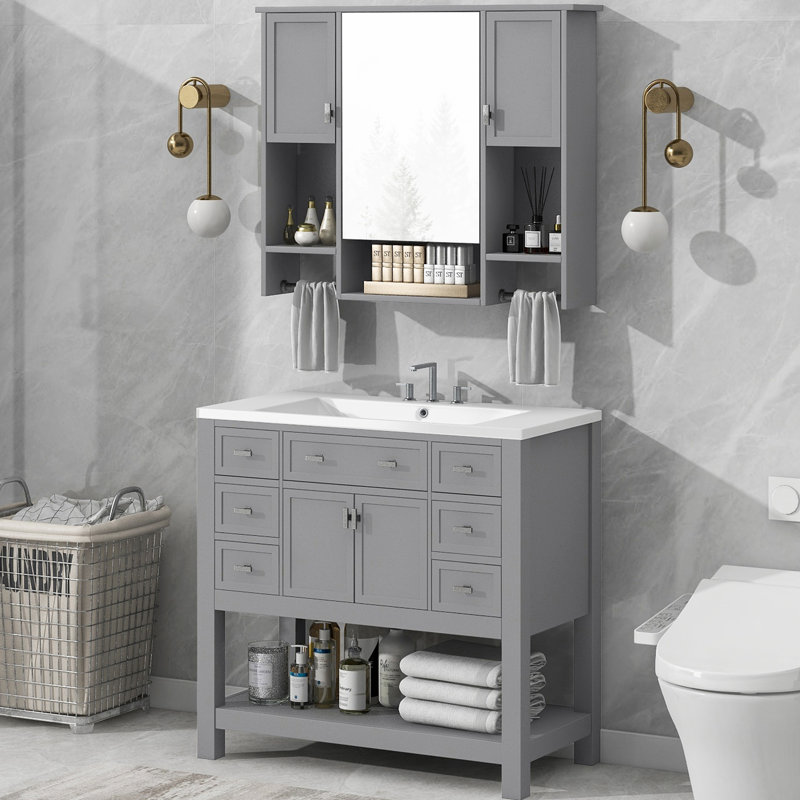 Ensemble de meuble-lavabo simple 36 po avec plateau en résine Rucci