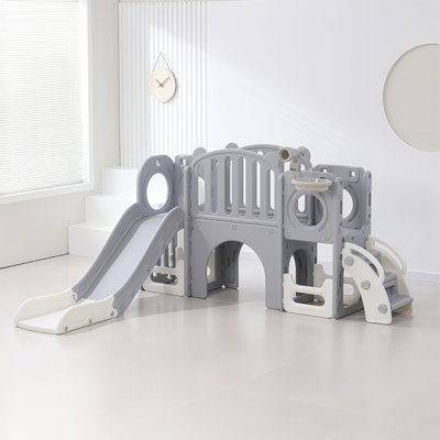 Ensemble de glissoire intérieure et extérieure avec glissoire à tunnel unique (gris)