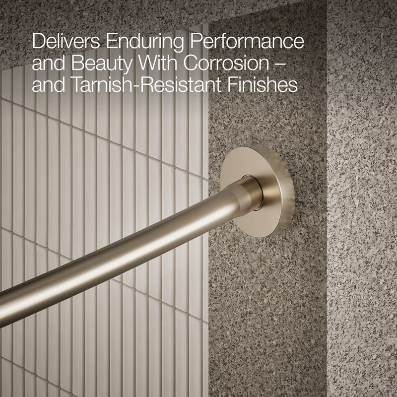 Expanse® 76" Curved Fixed Shower Curtain Rod, Bronze