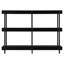 Console étroite, 3 pièces avec plateau rectangulaire en métal et métal noir, rangement pour hall d'entrée contemporain à 2 tablettes