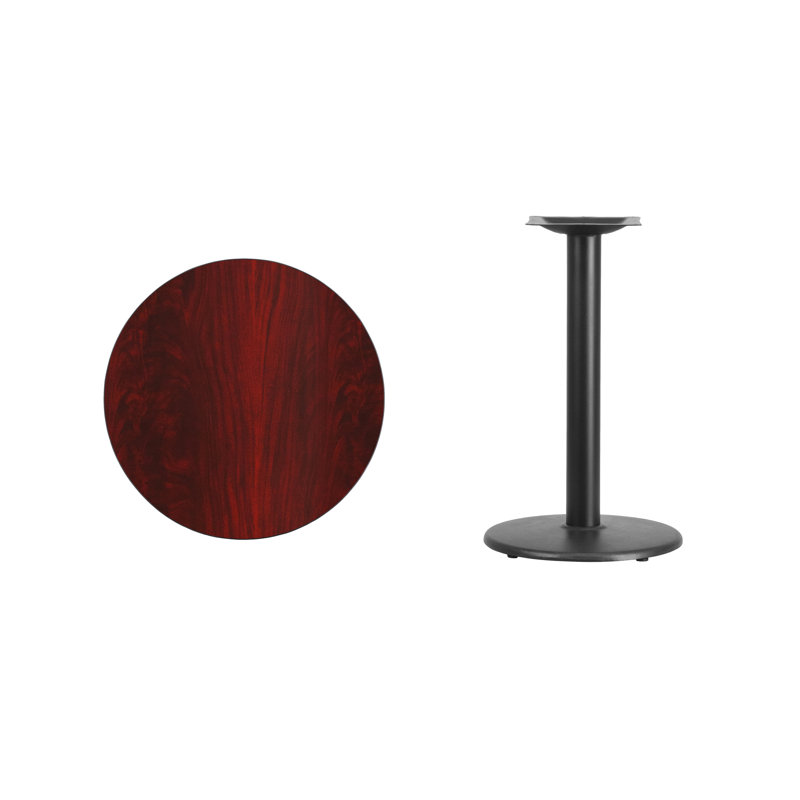 Plateau de table rond en stratifié de 24 po avec base de bar ronde de 18 po Jamey, H 31,12 po x l 24 po x L 24 po, Acajou