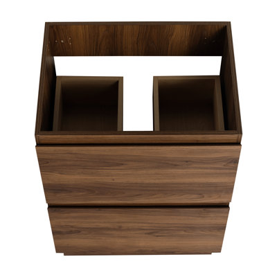 Meuble-lavabo de salle de bain 24 po avec tiroir double, bois d'ingénierie brun, addition élégante autoportante - rangement de tiroir