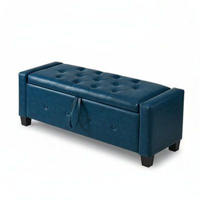 Modern Tufted Storage Bench,48" Faux Leather PU Ottoman with Lift-Top for Bedroom,Living Room,Entryway