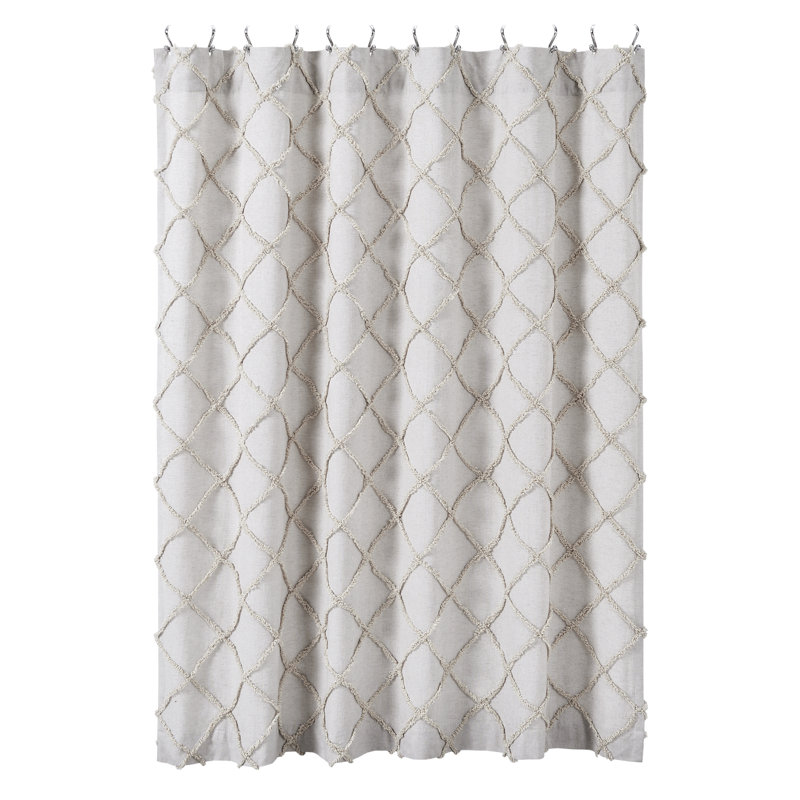 Az Cotton Blend Geometric Shower Curtain