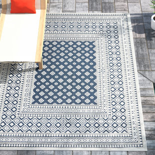 Ady Geometric Blue/Gray Indoor/Outdoor Area Rug